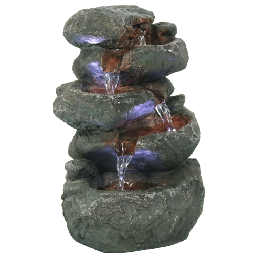 Sunnydaze Stacked Rocks Polyresin Indoor Water Fountain with LED - 10.5 in