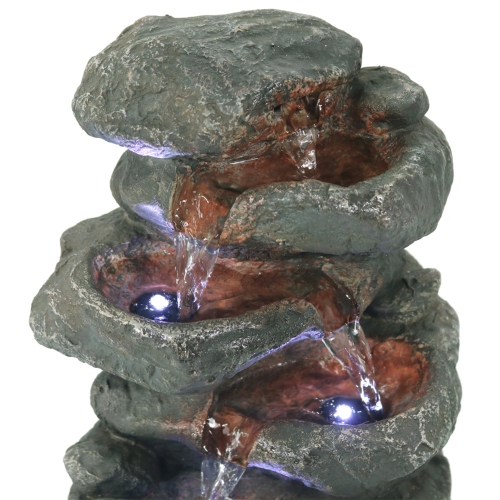 Sunnydaze Stacked Rocks Polyresin Indoor Water Fountain with LED - 10.5 in