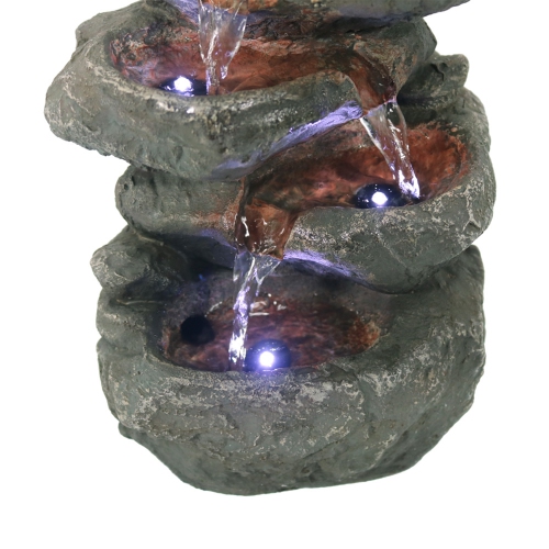 Sunnydaze Stacked Rocks Polyresin Indoor Water Fountain with LED - 10.5 in