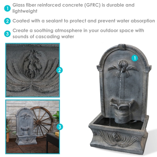Sunnydaze French-Inspired Reinforced Concrete Indoor/Outdoor Water Fountain