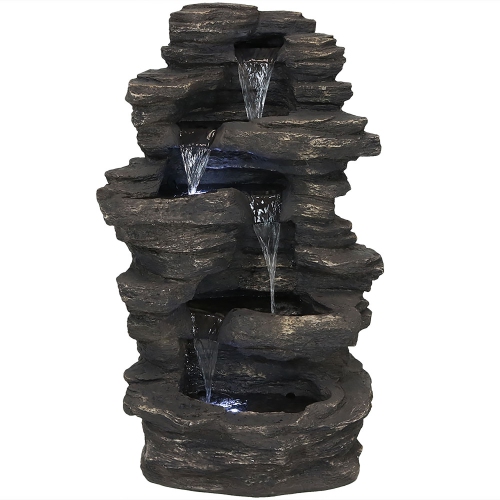 SUNNYDAZE DECOR  Sunnydaze Rock Falls Electric Waterfall Fountain With Led Lights - 39 In Love It