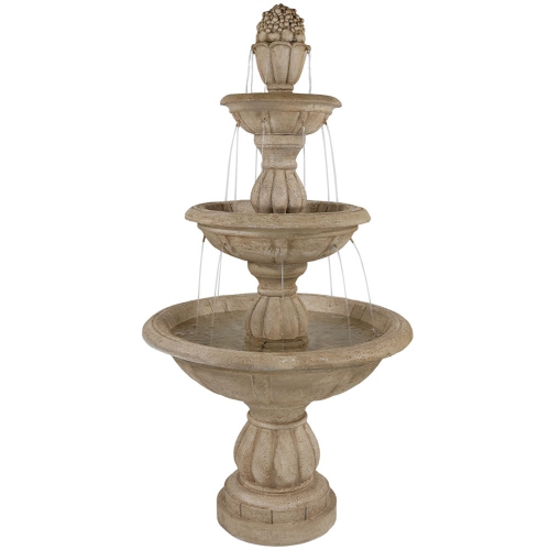 Sunnydaze Cornucopia Polyresin Outdoor 3-Tier Water Fountain