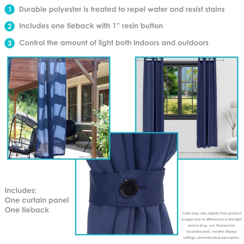 Sunnydaze Modern Outdoor Curtain Panel - Blue - 52 in x 96 in