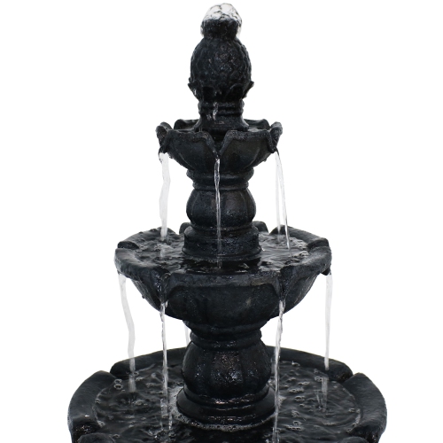 Sunnydaze Pineapple Resin Outdoor 4-Tier Water Fountain - Black