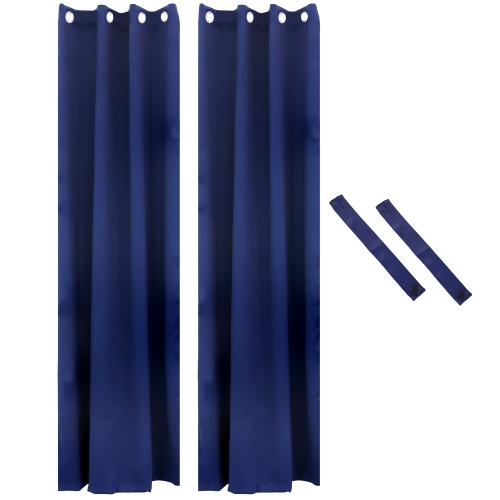 Sunnydaze Outdoor Blackout Curtain Panel - Blue - 52 in x 108 in - Set of 2