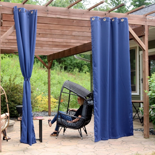 Sunnydaze Outdoor Blackout Curtain Panel - Blue - 52 in x 108 in - Set of 2