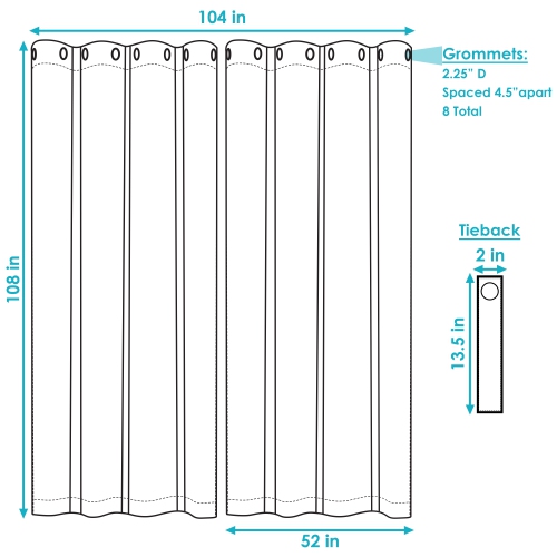 Sunnydaze Outdoor Blackout Curtain Panel - Blue - 52 in x 108 in - Set of 2