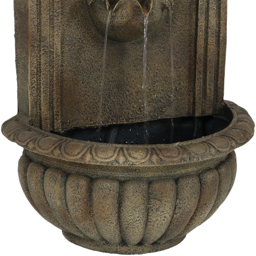 Sunnydaze Florence Polystone Outdoor Solar Wall Fountain - Florentine Stone