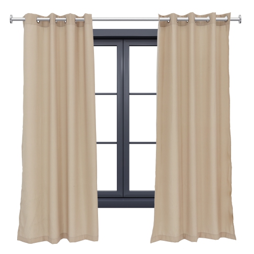 Sunnydaze Simple Outdoor Curtain Panel - Beige - 52 in x 84 in - Set of 2