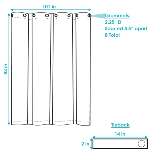Sunnydaze Outdoor Blackout Curtain Panel - Gray - 100 in x 84 in