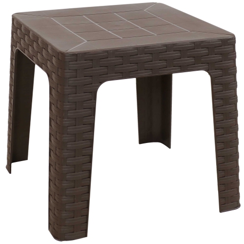 SUNNYDAZE DECOR  Sunnydaze 18.5 In Plastic Square Patio Side Table - In Brown