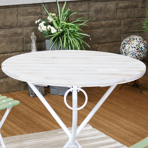 Sunnydaze 28 in French Country Chestnut Round Patio Bistro Dining Table