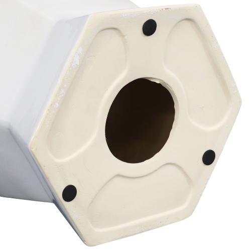 Sunnydaze 17.25 in Moderno Geometric Glaze Ceramic Garden Stool - White