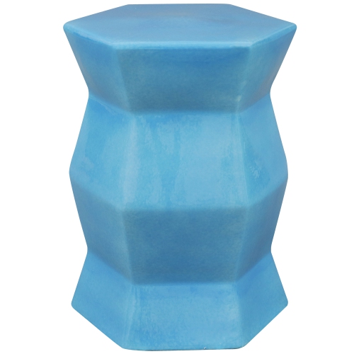 Sunnydaze 17.25 in Moderno Geometric Glaze Ceramic Garden Stool - Moonstone