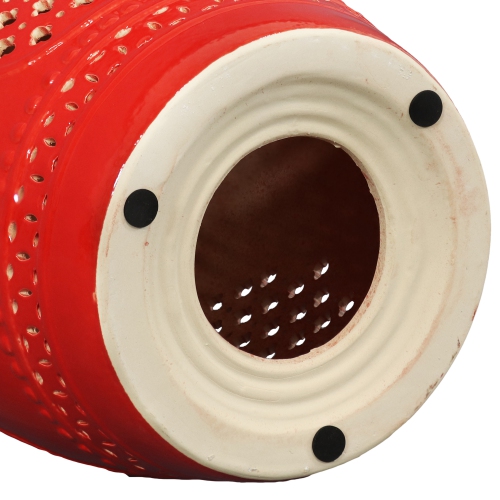 Sunnydaze 17.75 in Marrakesh Lattice Ceramic Glaze Garden Stool - Red