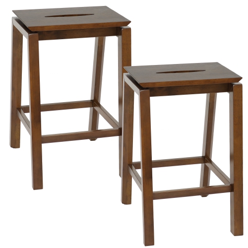 SUNNYDAZE DECOR  Sunnydaze Modern Wooden Counter-Height Stools - Dark Walnut - Set Of 2