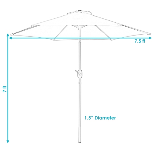 Sunnydaze 7.5 ft Aluminum Patio Umbrella with Tilt and Crank - Blue