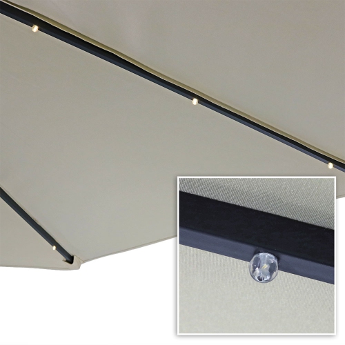 Sunnydaze 10 ft Solar Offest Steel Patio Umbrella with Crank - Beige