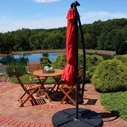 Sunnydaze 9.5 ft Solar Cantilever Offset Patio Umbrella - Cherry