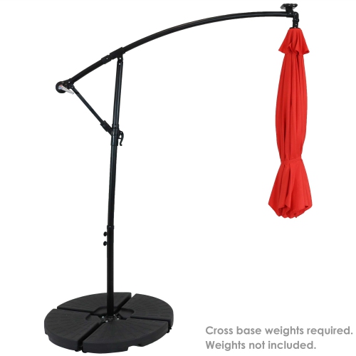 Sunnydaze 9.5 ft Solar Cantilever Offset Patio Umbrella - Cherry