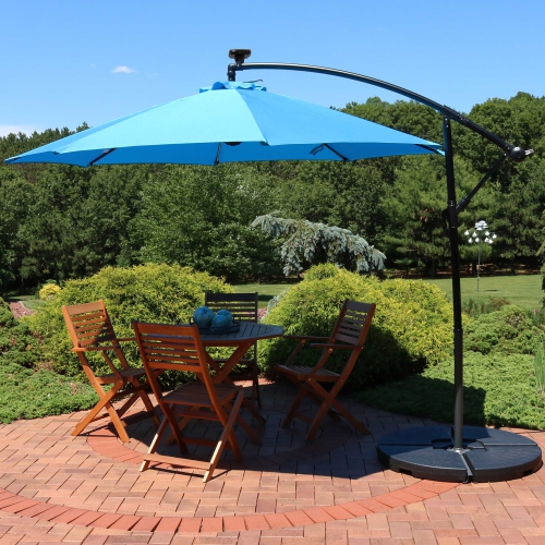 Sunnydaze 9.5 ft Solar Cantilever Offset Patio Umbrella - Azure
