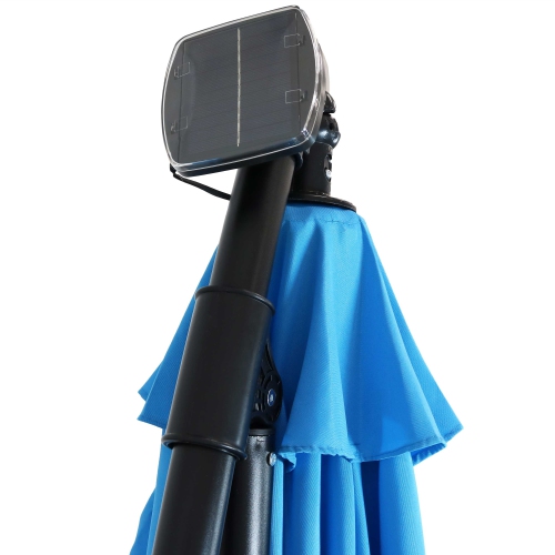 Sunnydaze 9.5 ft Solar Cantilever Offset Patio Umbrella - Azure