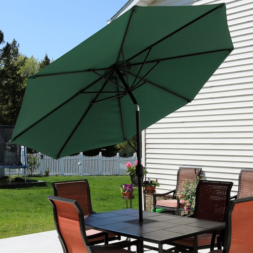 Parasol de patio en aluminium de 9 pi avec manivelle et inclinaison de Sunnydaze - Vert