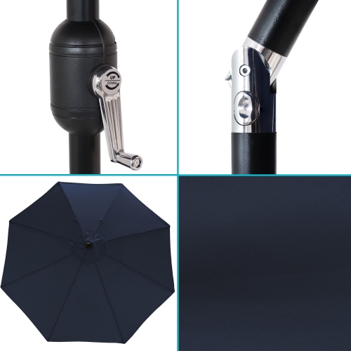 Sunnydaze 9 ft Aluminum Patio Umbrella with Tilt and Crank - Navy Blue