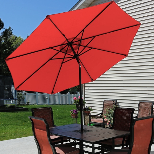 Sunnydaze 9 ft Aluminum Patio Umbrella with Tilt and Crank - Burnt Orange