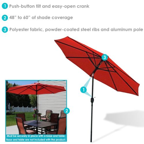 Sunnydaze 9 ft Aluminum Patio Umbrella with Tilt and Crank - Burnt Orange