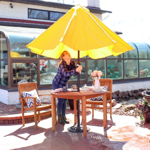 Sunnydaze 9 ft Aluminum Patio Umbrella with Tilt and Crank - Gold