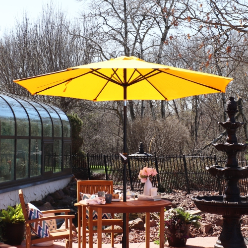 Sunnydaze 9 ft Aluminum Patio Umbrella with Tilt and Crank - Gold