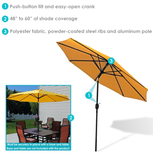 Sunnydaze 9 ft Aluminum Patio Umbrella with Tilt and Crank - Gold