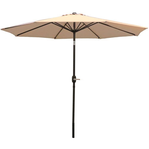 Sunnydaze – Parasol de patio en aluminium avec bascule et manivelle – beige – 9 pieds