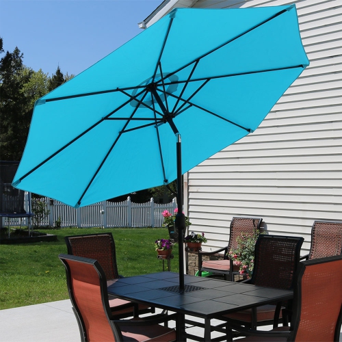 Sunnydaze 9 ft Aluminum Patio Umbrella with Tilt and Crank - Turquoise