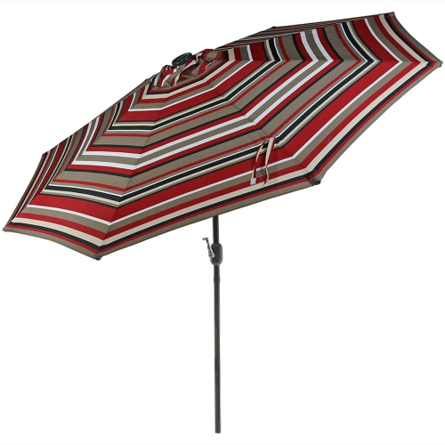 SUNNYDAZE DECOR  Sunnydaze 9 Ft Solar Patio Umbrella With Lights, Tilt, And Crank - In Red Great umbrella, sturdy, good quality and the lights at night make it very special!