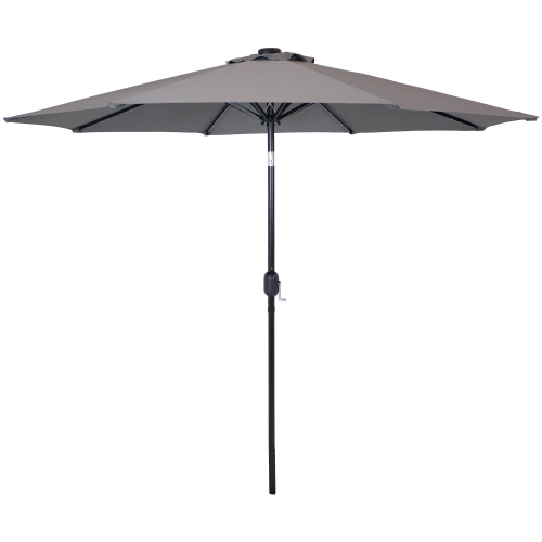 Sunnydaze 9 ft Solar Aluminum Patio Umbrella with Tilt and Crank - Gray