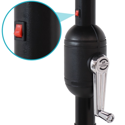 Parasol de patio solaire de 9 pi en aluminium avec manivelle et inclinaison de Sunnydaze - Bleu marine