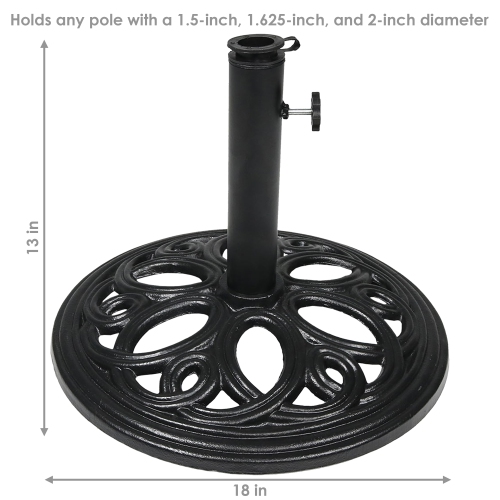 Sunnydaze 18 in Decorative Cast Iron Round Patio Umbrella Base - Black