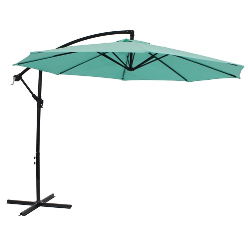 SUNNYDAZE DECOR  Sunnydaze 9.5 Ft Cantilever Offset Patio Umbrella With Crank - Seafoam