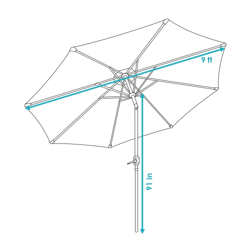 Sunnydaze 9 ft Aluminum Patio Umbrella with Tilt and Crank - Catalina Beach