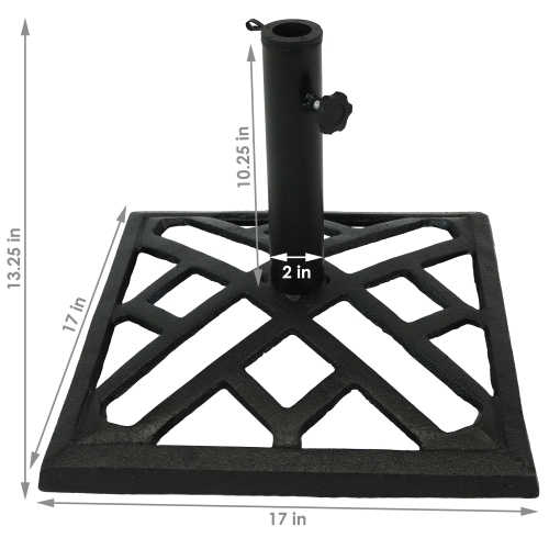Sunnydaze 17 in Modern Geometric Cast Iron Square Patio Umbrella Base