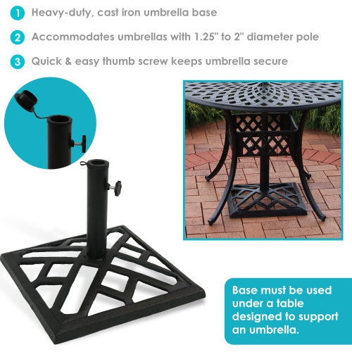 Sunnydaze 17 in Modern Geometric Cast Iron Square Patio Umbrella Base
