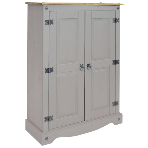 SUNNYDAZE DECOR  Sunnydaze 2-Door, 2-Shelf Solid Pine Accent Cupboard - - 43 In Gray