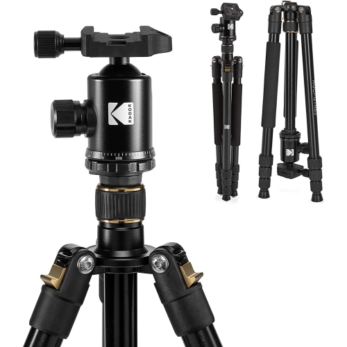 KODAK Photo Gear 63” Tripod & Monopod, 2-in-1 Camera Stand with Ball Head & Remote Control, Black