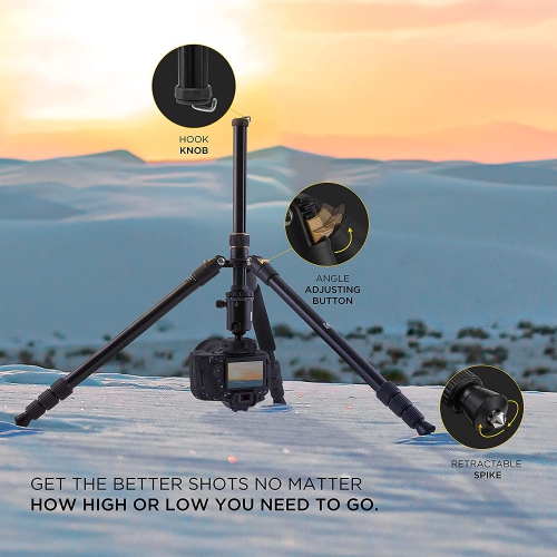 KODAK Photo Gear 63” Tripod & Monopod, 2-in-1 Camera Stand with Ball Head & Remote Control, Black