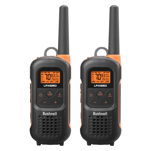 Bushnell Adventure 68KM Floating Two Way Radios - Waterproof IP67 Marine FRS 2 Watt Long Range Rechargeable Walkie Talkie, 2 Pack | LPX650