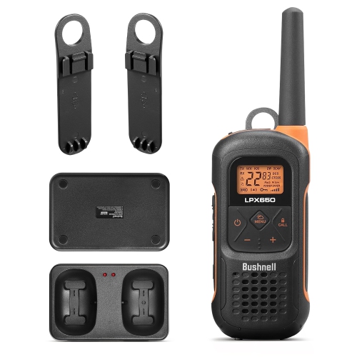 Bushnell Adventure 68KM Floating Two Way Radios - Waterproof IP67 Marine FRS 2 Watt Long Range Rechargeable Walkie Talkie, 2 Pack | LPX650