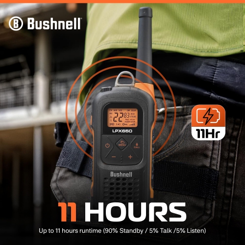Bushnell Adventure 68KM Floating Two Way Radios - Waterproof IP67 Marine FRS 2 Watt Long Range Rechargeable Walkie Talkie, 2 Pack | LPX650