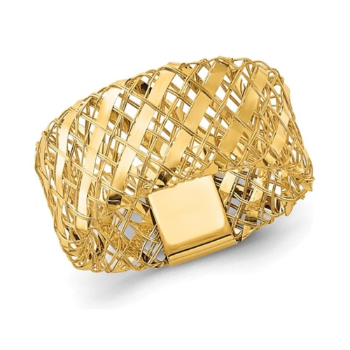 GEM AND HARMONY  14K Gold Woven Stretch Ring In Yellow